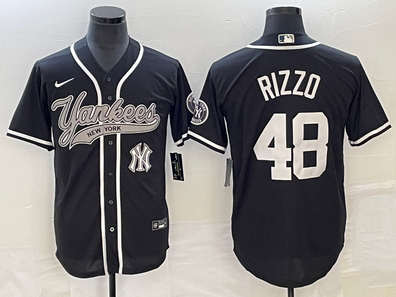 Men's New York Yankees #48 Anthony Rizzo Black With Patch Cool Base Stitched Baseball Jersey Men's New York Yankees #48 Anthony Rizzo Black With Patch Cool Base Stitched Baseball Jersey